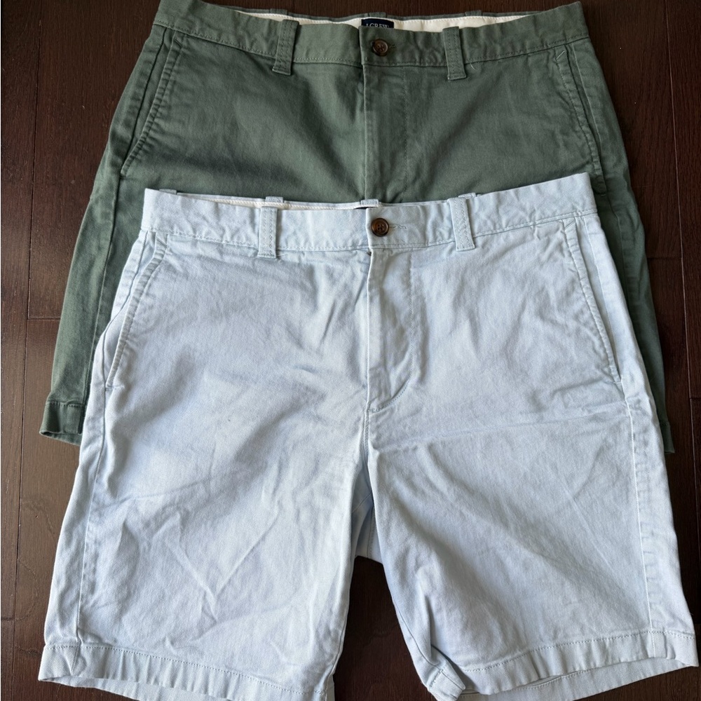 Men's J. Crew Green and Light Blue Chino Shorts Lot